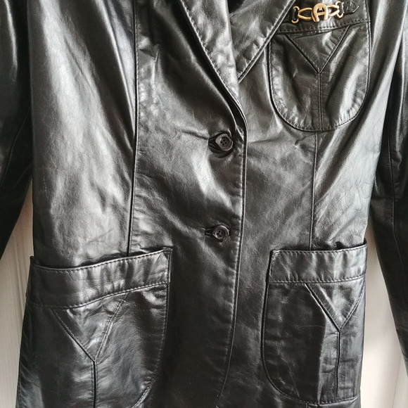 Etienne Aigner Leather Jacket Button Blazer Small - Picture 3 of 8